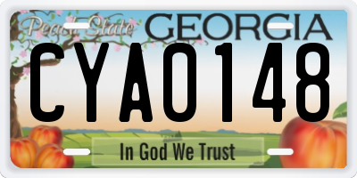 GA license plate CYA0148