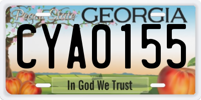 GA license plate CYA0155