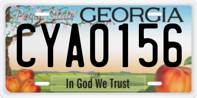GA license plate CYA0156