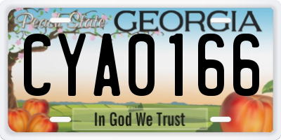 GA license plate CYA0166