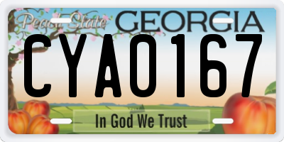 GA license plate CYA0167
