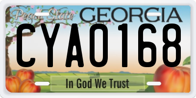 GA license plate CYA0168