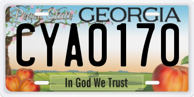 GA license plate CYA0170