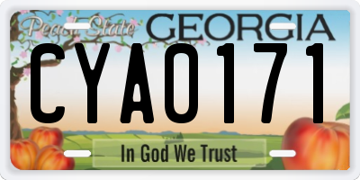 GA license plate CYA0171