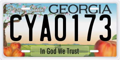 GA license plate CYA0173