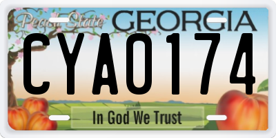 GA license plate CYA0174