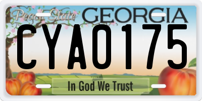 GA license plate CYA0175