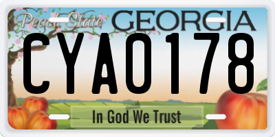 GA license plate CYA0178