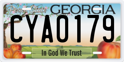 GA license plate CYA0179