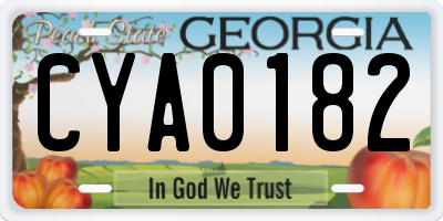 GA license plate CYA0182
