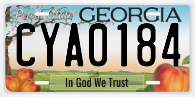 GA license plate CYA0184