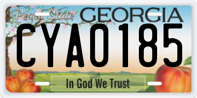 GA license plate CYA0185