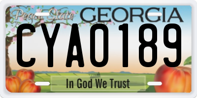GA license plate CYA0189