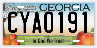 GA license plate CYA0191