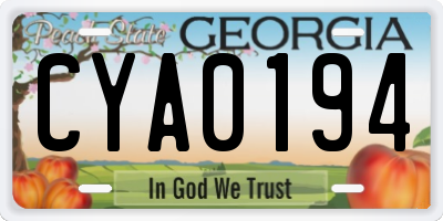 GA license plate CYA0194