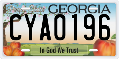 GA license plate CYA0196