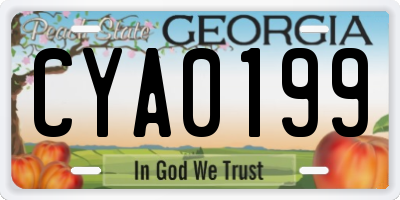 GA license plate CYA0199