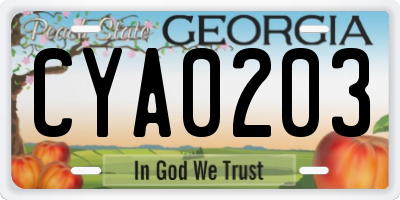 GA license plate CYA0203