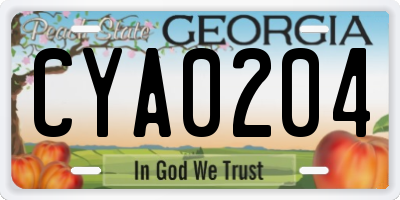 GA license plate CYA0204