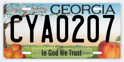 GA license plate CYA0207