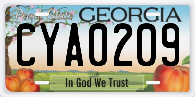 GA license plate CYA0209