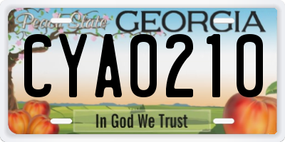 GA license plate CYA0210