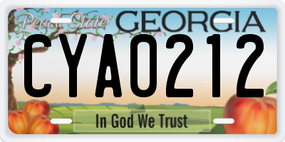 GA license plate CYA0212
