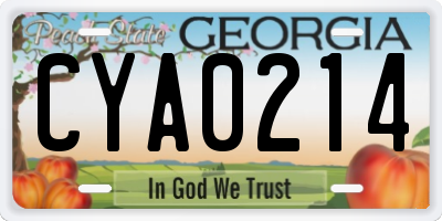 GA license plate CYA0214