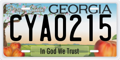 GA license plate CYA0215