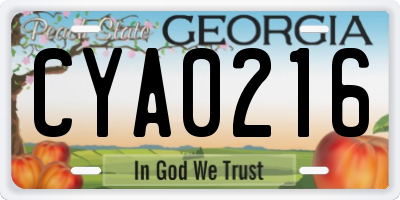 GA license plate CYA0216