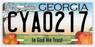 GA license plate CYA0217