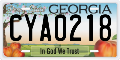 GA license plate CYA0218