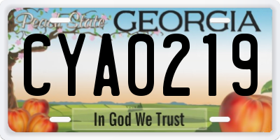 GA license plate CYA0219