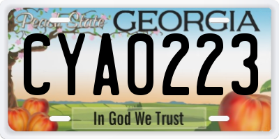GA license plate CYA0223