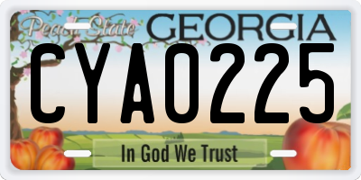 GA license plate CYA0225