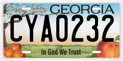 GA license plate CYA0232