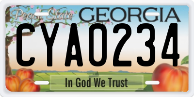 GA license plate CYA0234
