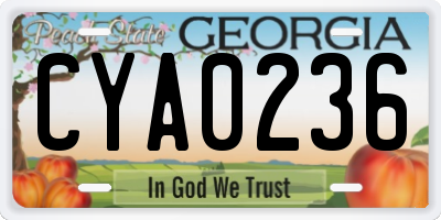 GA license plate CYA0236