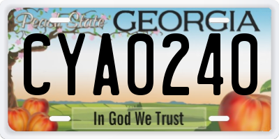 GA license plate CYA0240