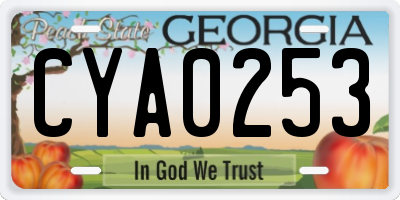GA license plate CYA0253