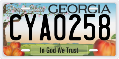 GA license plate CYA0258