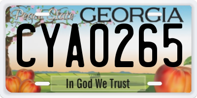 GA license plate CYA0265