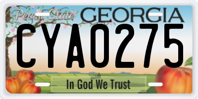 GA license plate CYA0275