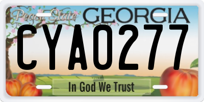 GA license plate CYA0277