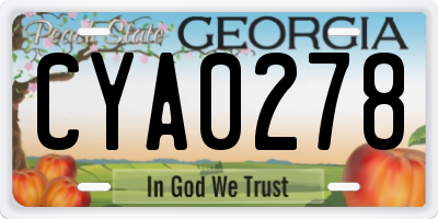 GA license plate CYA0278