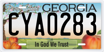 GA license plate CYA0283