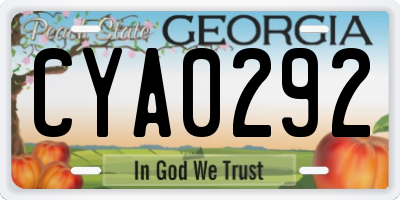 GA license plate CYA0292