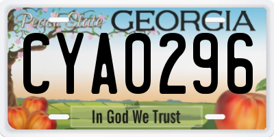 GA license plate CYA0296