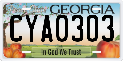 GA license plate CYA0303