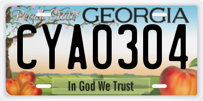 GA license plate CYA0304